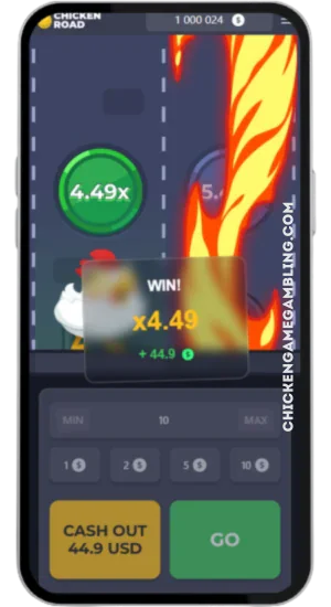 Chicken Road fiamme x4,49